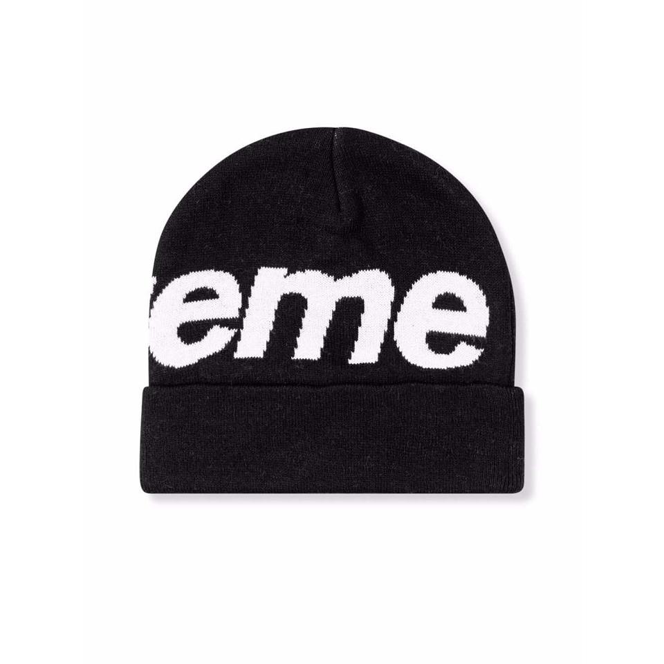 Supreme Big Logo Beanie Hats Black | MY111XF