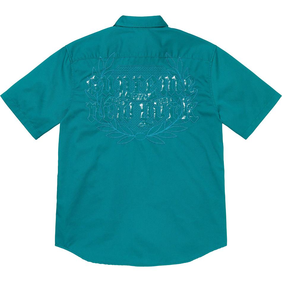 Supreme Croc Patch S/S Work Shirts Aqua | MY385OR