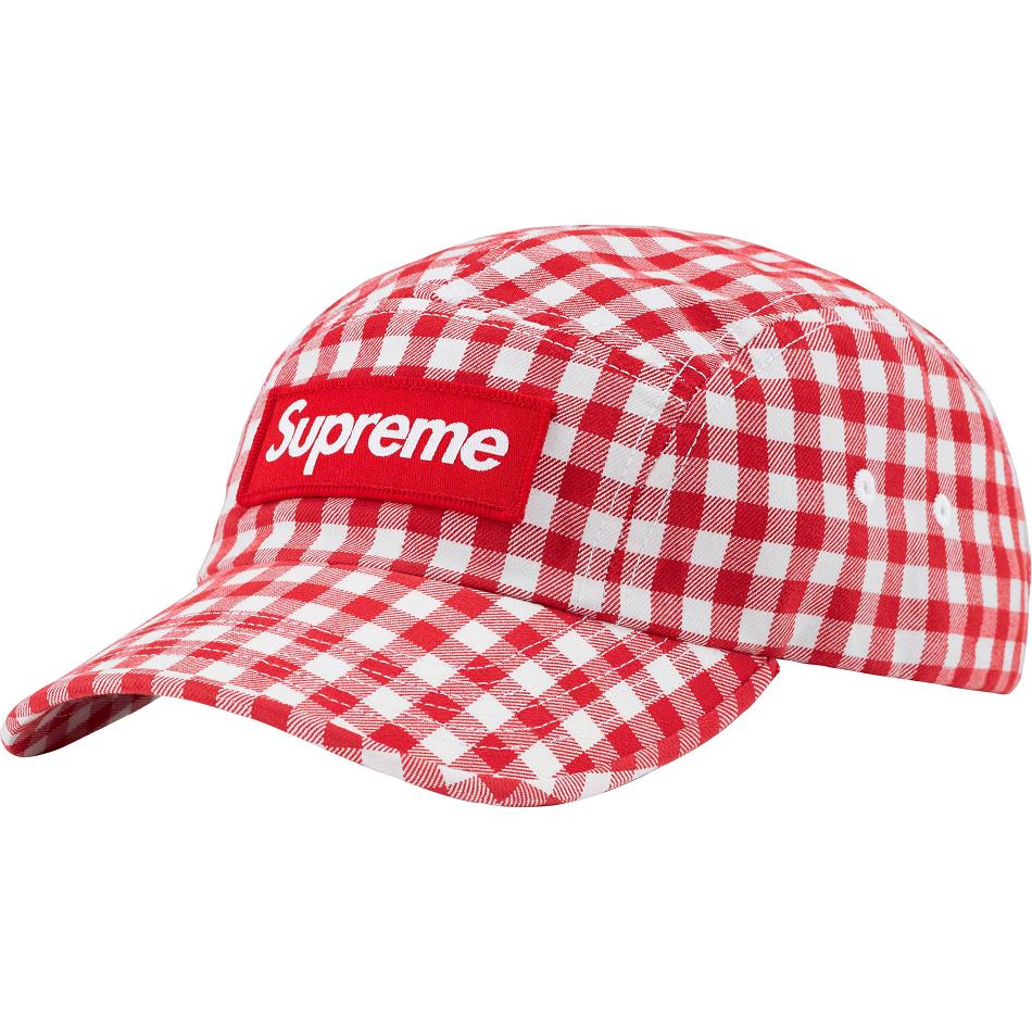 Supreme Gingham Camp Cap Hats Red | MY114BC