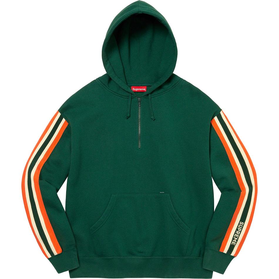 Supreme Half Zip Hooded Sweatshirts Green | MY291LH