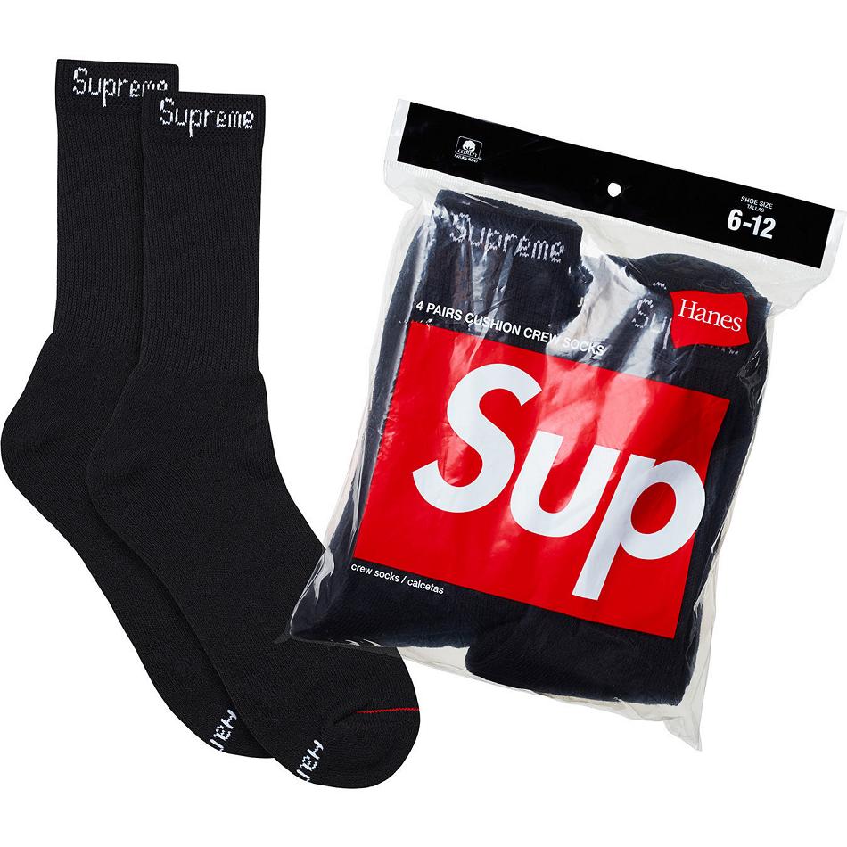 Supreme Hanes® Crew Socks (4 Pack) Socks Black | MY105GL