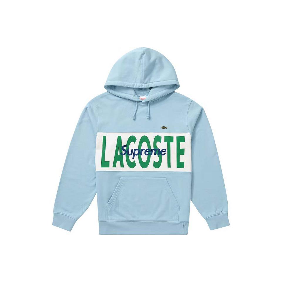 Supreme LACOSTE Logo Panel Hooded Sweatshirts Blue | MY265LH