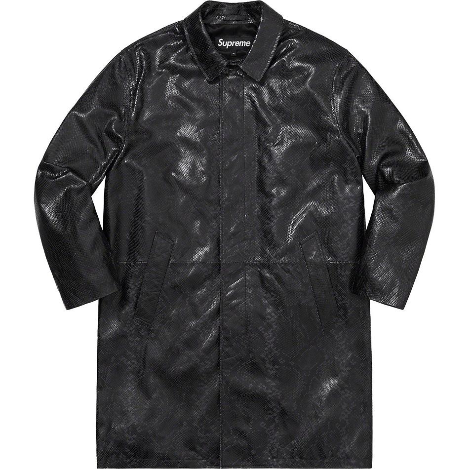 Supreme Leather Snake Trench Jackets Black | MY453NB