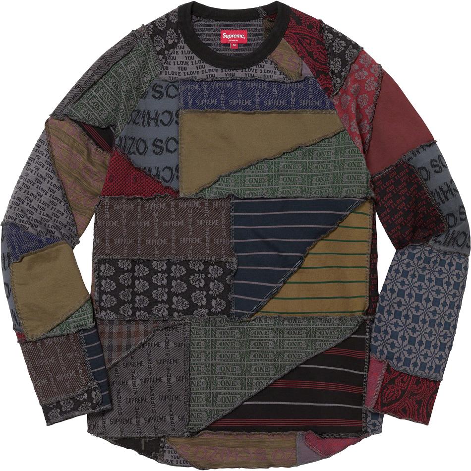 Supreme Patchwork Jacquard L/S Top Sweaters Black / Multicolor | MY325QZ