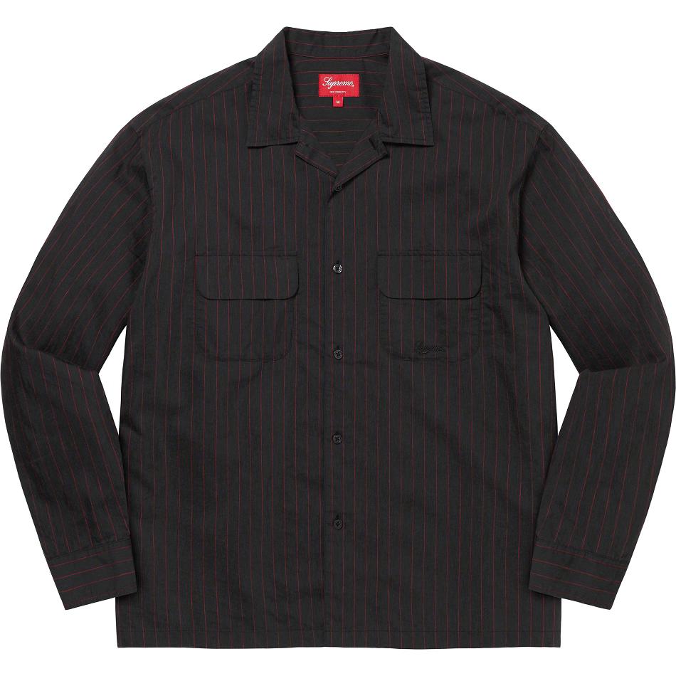 Supreme Pinstripe Linen Shirts Black | MY374BC