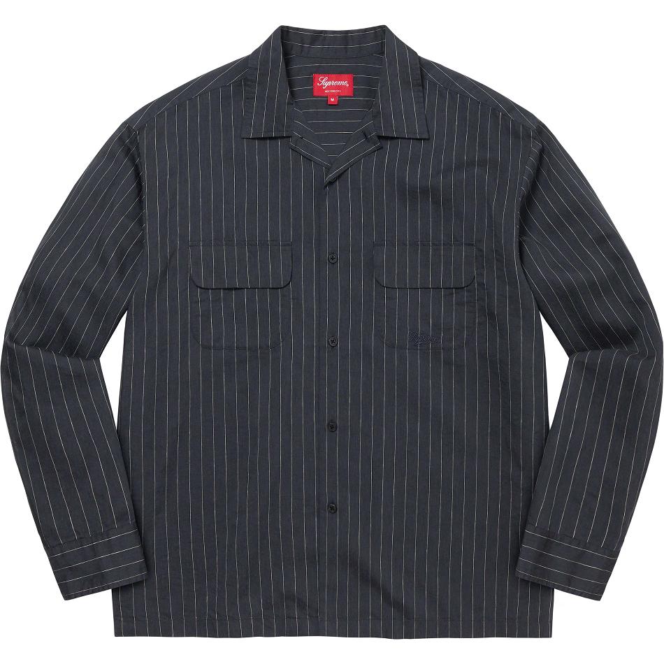 Supreme Pinstripe Linen Shirts Navy | MY372CE