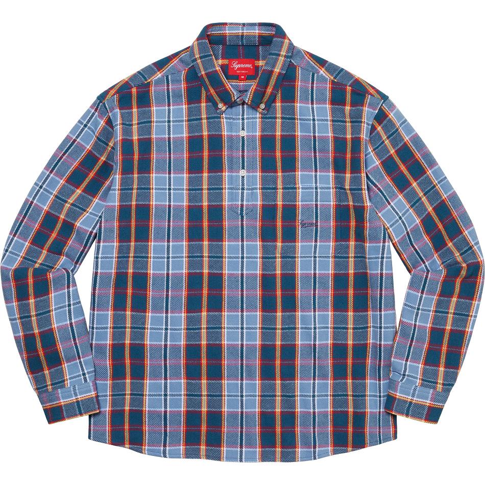 Supreme Pullover Plaid Flannel Shirts Blue | MY380RW