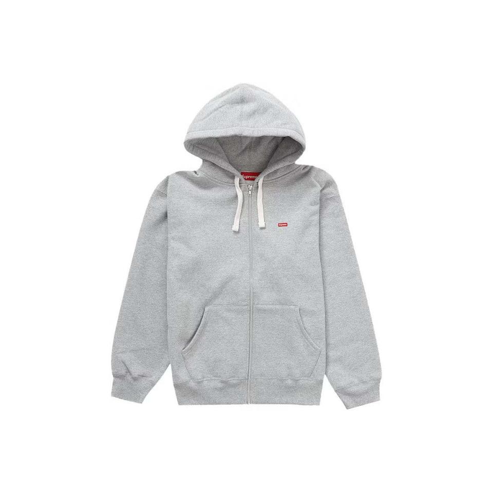 Supreme Small Box Drawcord Zip Up Hooded Sweatshirts Grey | MY259DN