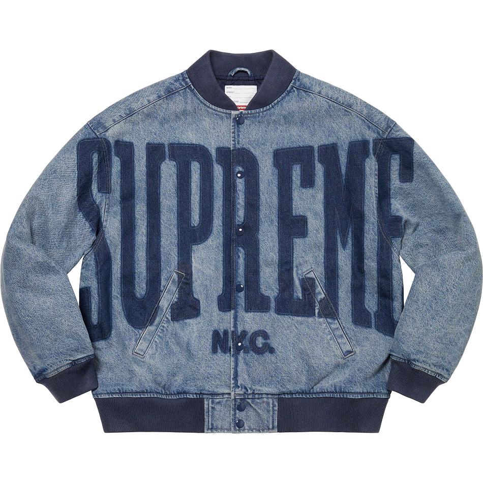 Supreme Washed Knockout Denim Varsity Jackets Navy | MY437OR