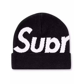 Supreme Big Logo Beanie Hats Black | MY111XF