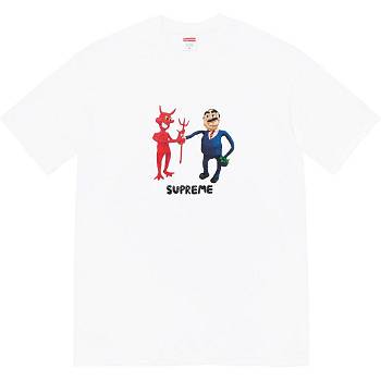 Supreme Business Tee T Shirts White | MY217VD