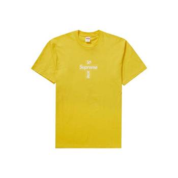 Supreme Cross Box Logo T Shirts Yellow | MY201UT