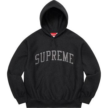 Supreme Glitter Arc Hooded Sweatshirts Black | MY298MA