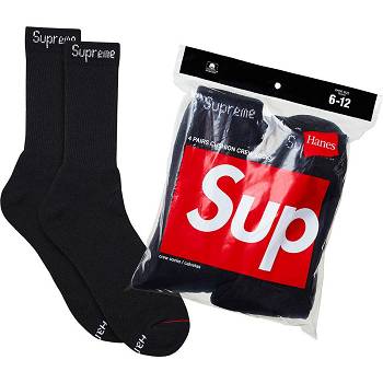 Supreme Hanes® Crew Socks (4 Pack) Socks Black | MY105GL