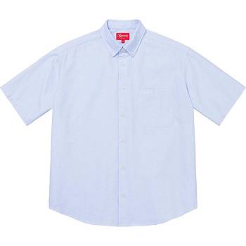 Supreme Loose Fit S/S Oxford Shirts White / Blue | MY381TV