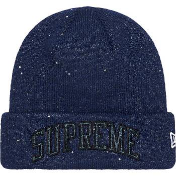 Supreme New Era® Metallic Arc Beanie Hats Navy | MY145EX