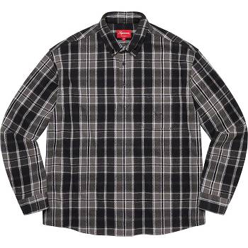 Supreme Pullover Plaid Flannel Shirts Black | MY379EX