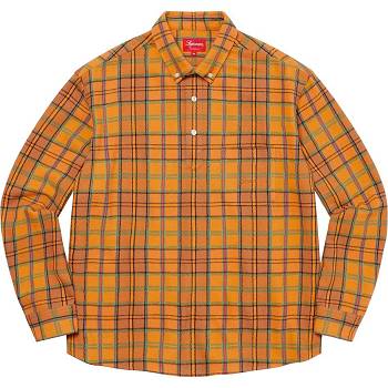 Supreme Pullover Plaid Flannel Shirts Gold | MY377QZ