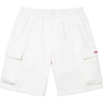 Supreme Small Box Baggy Cargo Sweat Shorts White | MY368KI