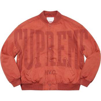 Supreme Washed Knockout Denim Varsity Jackets Red | MY438PQ